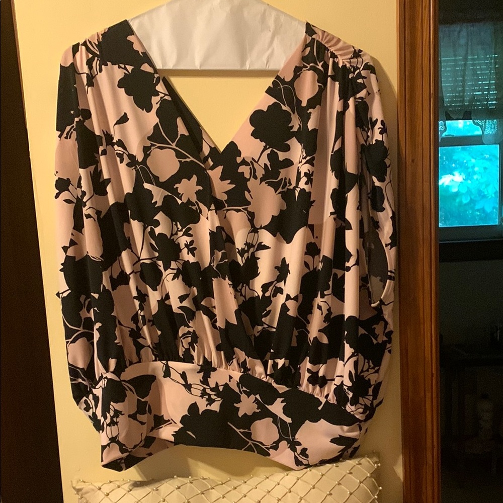 INC International Concepts Black and Pink Blouse